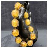 Murano Venetian Lamp Work Art Glass Yellow Copper