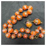 Venetian Murano Lamp Work Art Glass Orange Round F