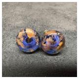 Murano Venetian Art Glass Lamp Work Blue Copper Ac