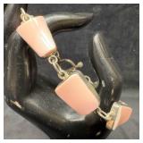 Pink Rhodonite Gemstone Sterling Bracelet B23