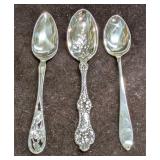 3 Vintage Sterling Silver Floral Spoons