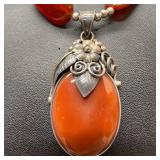 Merav Indonesia 925 Sterling Carnelian Gemstone Ne