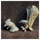 Sterling Eagle Wings Spread and Eagle Head Necklac