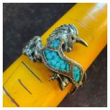 Vintage Sterling Silver Unicorn Clouds Turquoise C