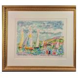 Framed LE Jean Claude Picot Regates A Cannes Litho
