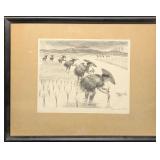 Framed Vintage Signed Howard Baer Planting Rice Li