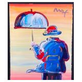 Peter Max Umbrella Man Acrylic on Paper