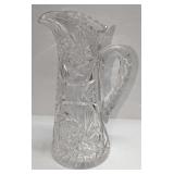 Vintage Cut Glass Stars & Fans 10' Pitcher