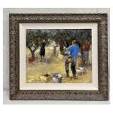 Original Oil On Canvas 'Olive Harvest' By French A