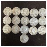 Lot of 16 Sixteen Silver Washington Quarters K98