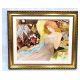 Large Framedï¿½Mixed Media Painting 'Song Of flowers