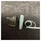 Sterling Silver Tie Pin Clip and Single Cuff Link