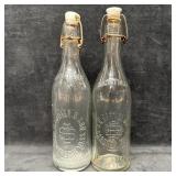Two Antique Hutchinson Style Blob Ceramic Top Soda