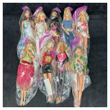 Nine Barbie Dolls 1990s Mattel Doll Collection Dis