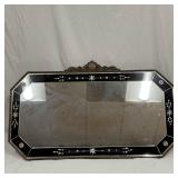 Black Floral Wall Mirror 42' Long Etched Glass Flo