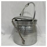 Vintage Hammered Aluminum Ice Bucket With Lid And