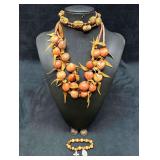 4pc Jungle Themed Wooden Mixed Costume Jewelry Lot