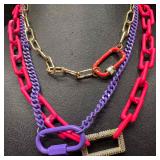 Melania Clara Assorted Necklace Purple Pink Gold C