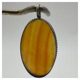 Agate Banded Oval Stone Silver Pendant X25