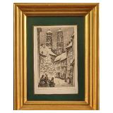 Original Framed Vintage Grossmünster Etching