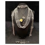 5pc Silver Hipster Themed Mixed Accessories Lot