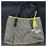 Vince Camuto Woven Tote Handbag Black and White wi