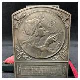French Art Nouveau Bronze Medal Plaque Grand Conco