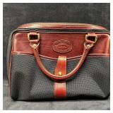 Oroton Leather and Canvas Satchel Handbag with Det