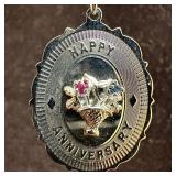 Flower Bouquet Happy Anniversary Sterling Pendant