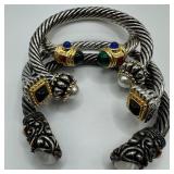 Four David Yurman Style Cable Cuff Bracelets Faux