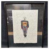 Signed Mixed Media Figurative Artwork Textured Art
