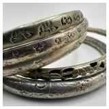 Mixed Silver Tone And Mexican Silver Bangle Bracel