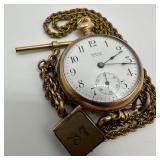 Antique Ideal USA Pocket Watch With Chain And Fob
