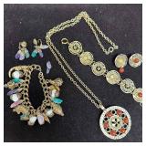 Two Vintage Costume Jewelry Sets Natural Stone Acc