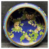 Chinese Cloisonne Enamel Floral Bowl Cobalt Blue B