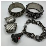 Assorted Silver Tone Costume Jewelry Bracelets Acc
