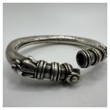 Tribal Style Intricate Stylized Silver Bangle Brac