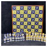 Talavera Puebla Mexico Hand-Painted Ceramic Chess