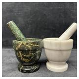 Two Stone Mortar And Pestle Sets Marble And Soapst