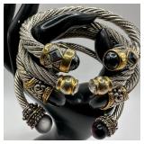 Cable Style Cuff Bracelets With Decorative Faux St