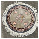 39' Round Oriental Rug in Tan W/ Flowers