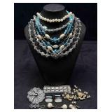 12pc Cool Toned Glaciers Edge Costume Jewelry Coll