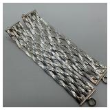 Silver Flat Braided Textured Earrings M9 Unmarked