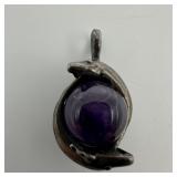 Purple Amethyst Orb Sphere Silver Kissing Dolphins