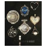 8pc Silvertone Charms and  Pendants Collection
