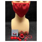 8pc Red Monochromatic Lady in Red Costume Jewelry