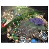 Over 10 Ounces of Pastel Blue and Green Beads Char