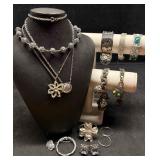13pc Silver Tone Gossamer & Glint Costume Jewelry