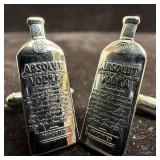 Mens Vintage Silver Tone Absolut Vodka Bottle Cuff