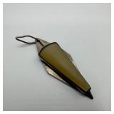 Modernist MCM Style Stone Pendant Silver Unmarked